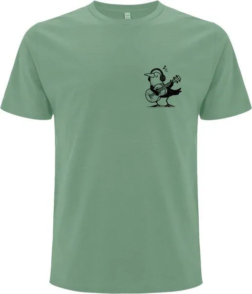 Spreecult Spreecult kleiner Gitarren Vogel - Bio und Fair - Männer Unisex T-Shirt - Guitar Bird, Sage green, – Produktbild 4 von 4