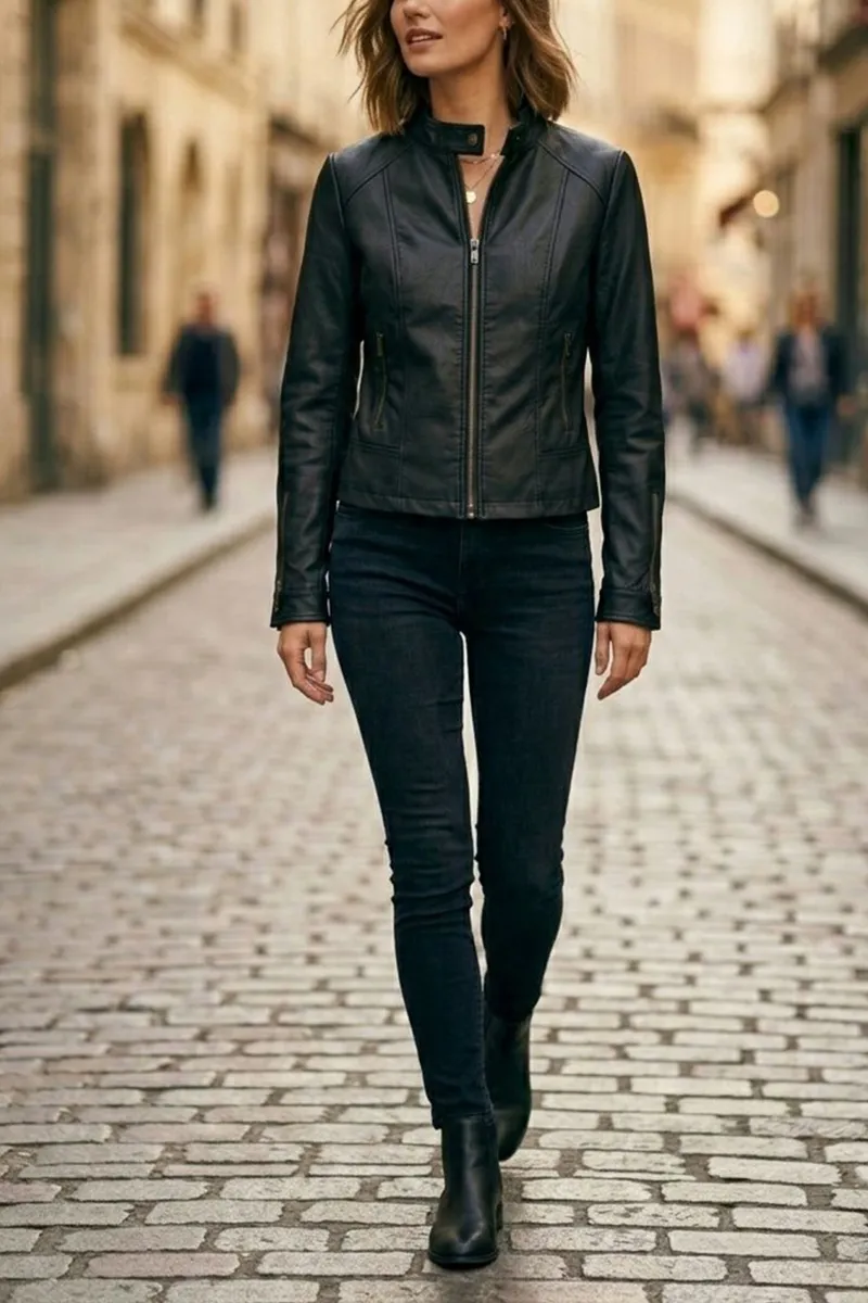 Will's Vegan Store Will's Vegan Store Damen vegan Motorradjacke Veganes Leder Schwarz, Schwarz, – Produktbild 3 von 3