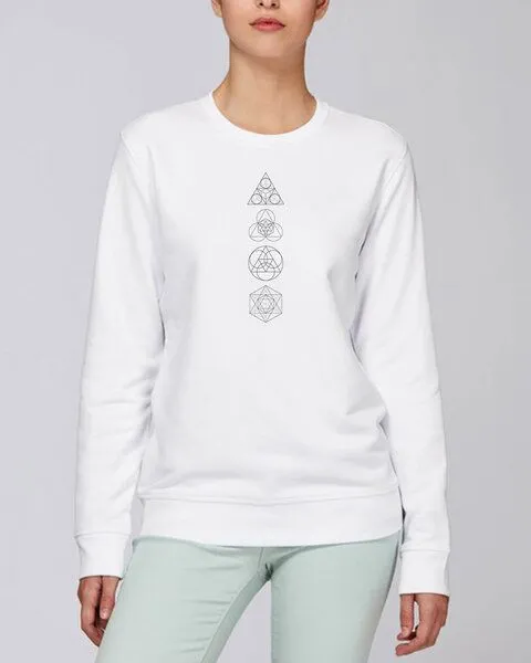 Human Family Human Family Bio Unisex Rundhals-Sweatshirt - "Araise - Geometric Line", Weiss, – Produktbild 2 von 4