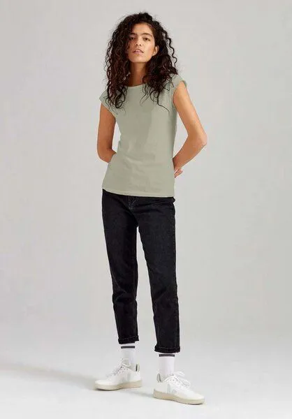 THOKKTHOKK ThokkThokk TT01 Cap Sleeve T-Shirt Damen (GOTS, vegan, Bio-Baumwolle), Desert sage (grau-grün), – Produktbild 2 von 6