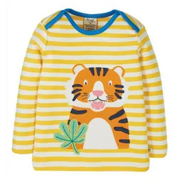 Frugi Frugi Langarm-Shirt Tiger gelb-weiß gestreift Bobby Applique Top Tiger – Produktbild 1 von 1