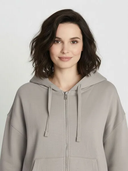 GreenBomb GREENBOMB Basic Vale - Lässige Sweatjacke aus Bio-Baumwolle / GOTS / Fair & Vegan, Grau (sandstone), – Produktbild 2 von 4
