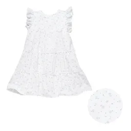 People Wear Organic People Wear Organic Kurzarmkleid, weiß mit blauem Blümchendruck, aus Bio-Baumwolle – Produktbild 1 von 1