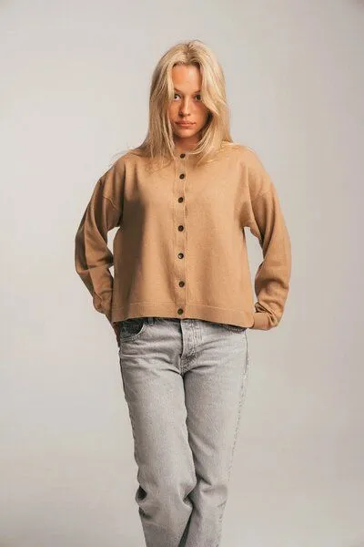 Kopyto Kopyto SAJMIRI RWS – leichter Damen-Cardigan aus Merinowolle, Karamell, – Produktbild 1 von 4