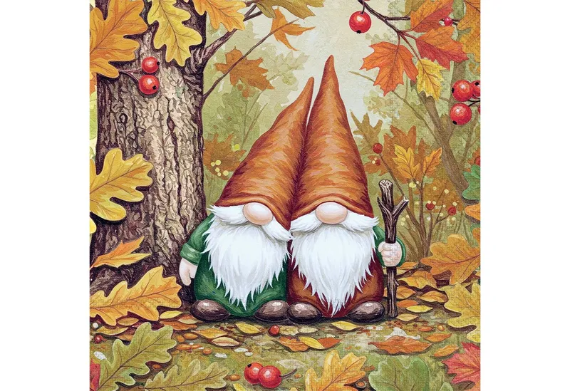Ambiente Luxury Paper Products Papierserviette, Servietten Papier 33x33cm 3-lag. mit Herbstwichtel Motiv 20 Stück, Braun|orange, – Produktbild 1 von 1