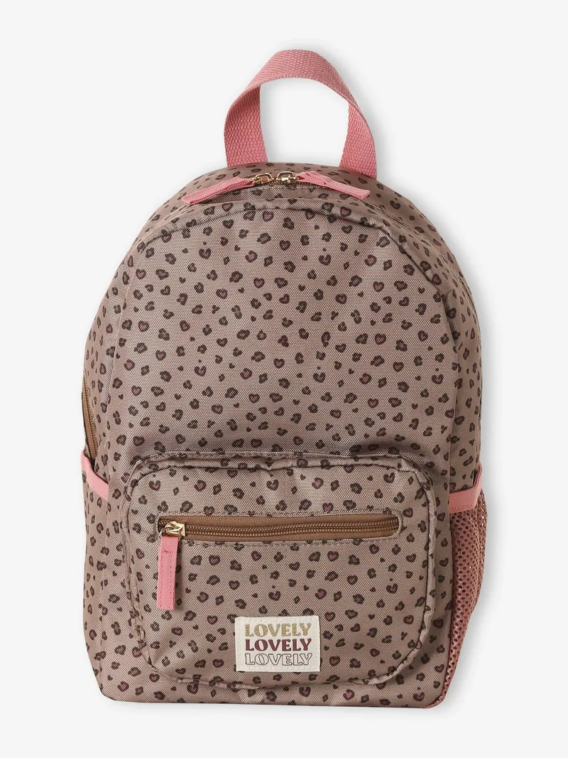 Vertbaudet Mädchen Kita-Rucksack mit Leopardenprint, Beige, – Produktbild 1 von 4