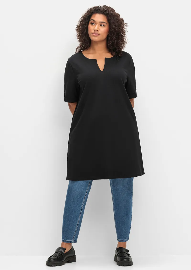 sheego Longshirt schwarz, Schwarz, – Produktbild 2 von 2