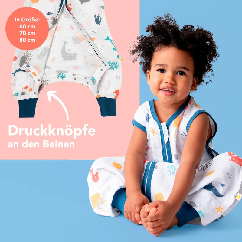 schlummersack schlummersack Schlafsack mit Füßen 0.5 Tog, Blau, – Produktbild 4 von 8