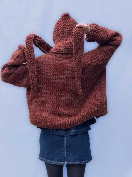 PANAPUFA PANAPUFA Chunky Strickjacke aus Merinowolle, Rot, – Produktbild 3 von 4