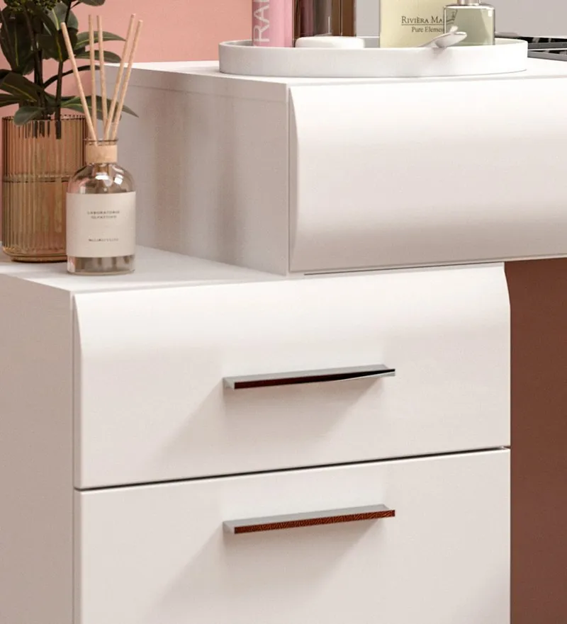 Inn.Furn Schminktisch Freeze (Frisierkommode in weiß Hochglanz, Kosmetiktisch 120 x 138 cm), mit Spiegel, Weiß, – Produktbild 3 von 5