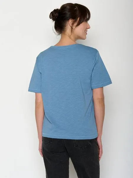 GreenBomb GREENBOMB Panther Leaves Nova - Kastiges T-Shirt aus Bio-Baumwolle / hochwertiger Print / GOTS / Fair & Vegan, Blau (gletscherblau), – Produktbild 4 von 4