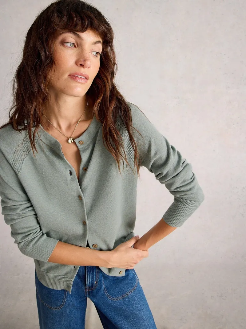 White Stuff Strickjacke Lulu - 36, Staubgrün, – Produktbild 3 von 4