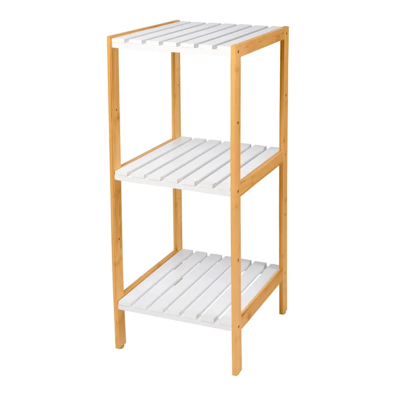 MODERNE HAUSFRAU MODERNE HAUSFRAU Bambusregal „Trend“, Braun | weiss, – Produktbild 1 von 4
