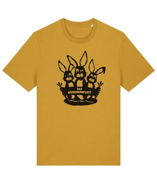 päfjes päfjes Das Hasen Möhrenkomplott - Fair Wear Männer/Unisex T-Shirt, Gelb, – Produktbild 2 von 4