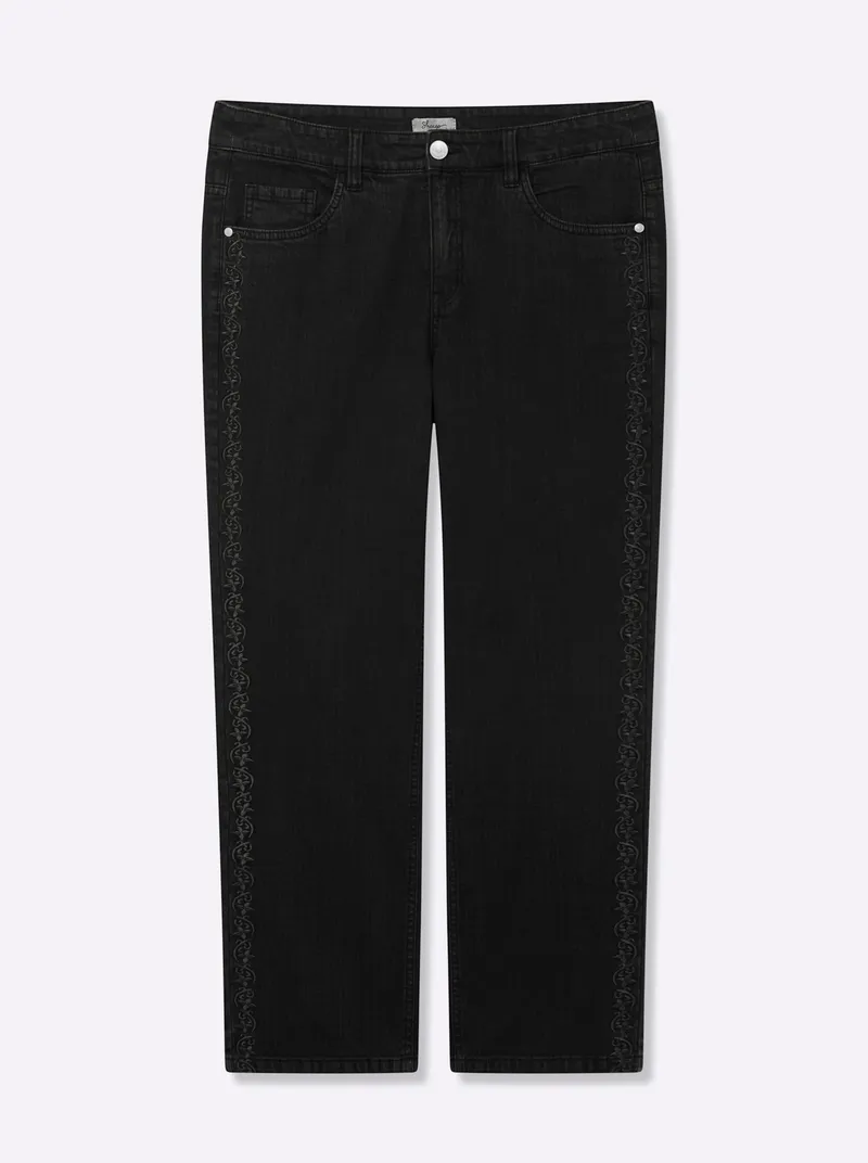 sheego Gerade Jeans black denim, Black denim, – Produktbild 1 von 2