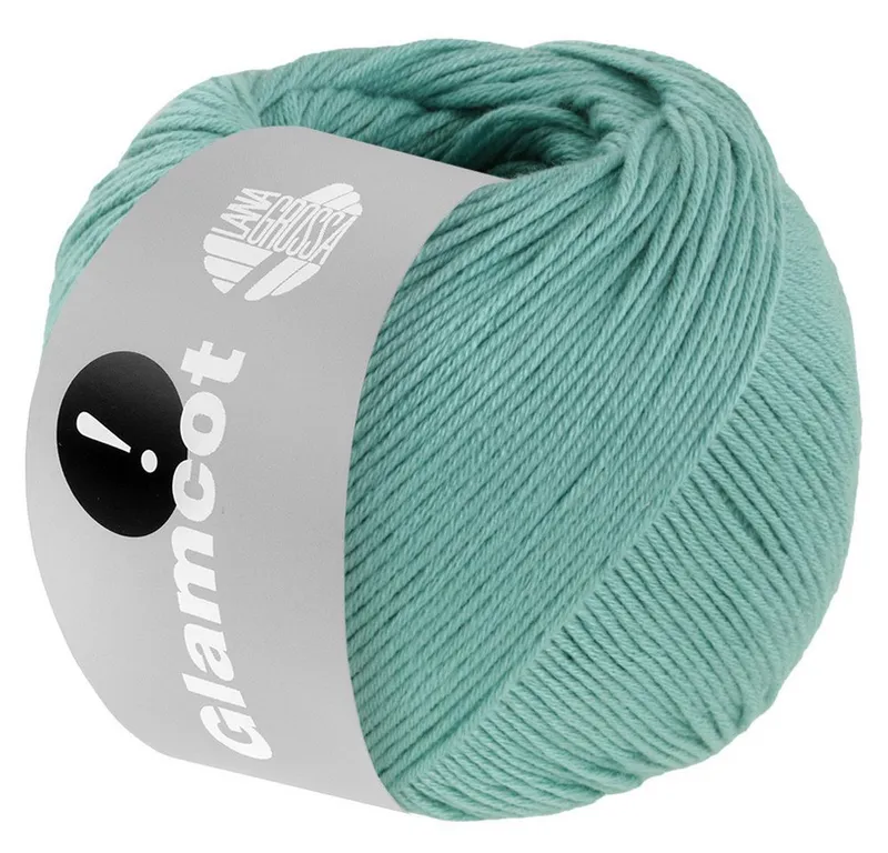 Lana Grossa Lana Grossa GLAMCOT Häkelwolle, 155 m (zart glänzende, multifile Baumwoll-Viskosemischung), 50 g, Grün, – Produktbild 1 von 1