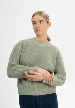MELA MELA Damen vegan Strickpullover Rippe Adah Grüner Lehm – Produktbild 1 von 1