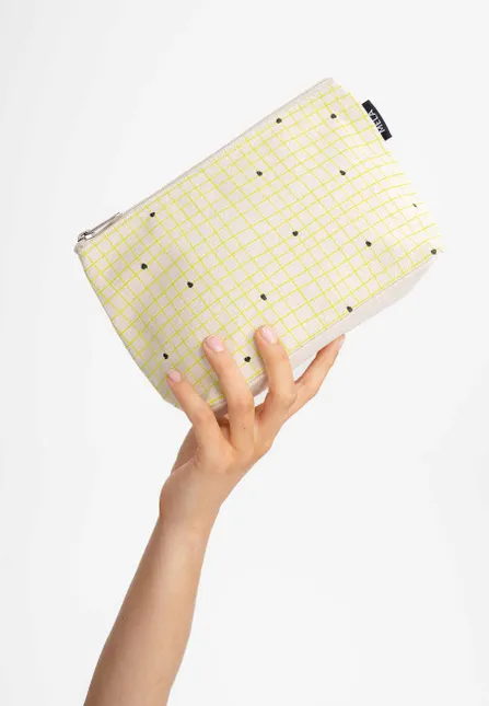 MELA Kosmetiktasche Groß GOTS, Greige-grid, – Produktbild 1 von 1