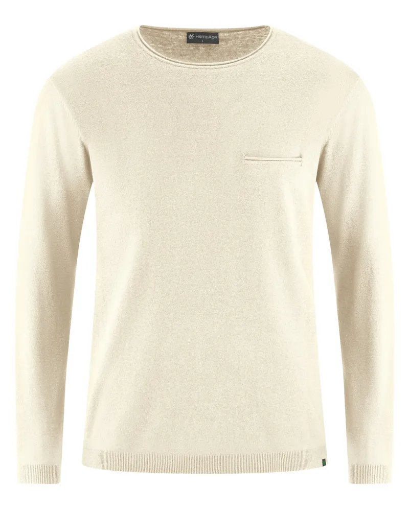 HempAge Hempage Herren vegan Pullover Summer Natural, Weiß, – Produktbild 1 von 2