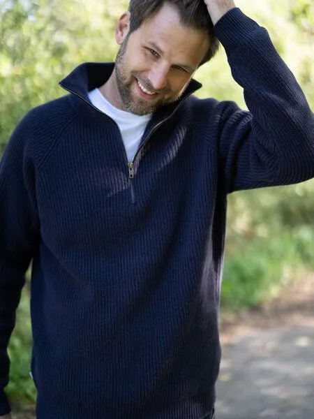 FUXBAU FUXBAU Männer Merino Troyer, Navy, – Produktbild 2 von 4