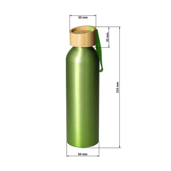 elasto elasto Aluminiumflasche "Bamboo" 0,6 l mit Bambusdeckel, Grün, – Produktbild 3 von 3