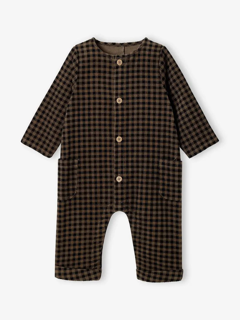 Vertbaudet Baby Samt-Overall mit Knopfleiste, Anthrazit, – Produktbild 3 von 4