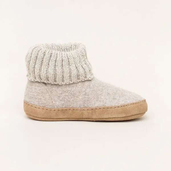 Gottstein Gottstein Kinder Hüttenschuh Alpine Boot LE - Aus reiner Bio-Schafwolle für Jungen & Mädchen mit Ledersohle, Beige, – Produktbild 2 von 3