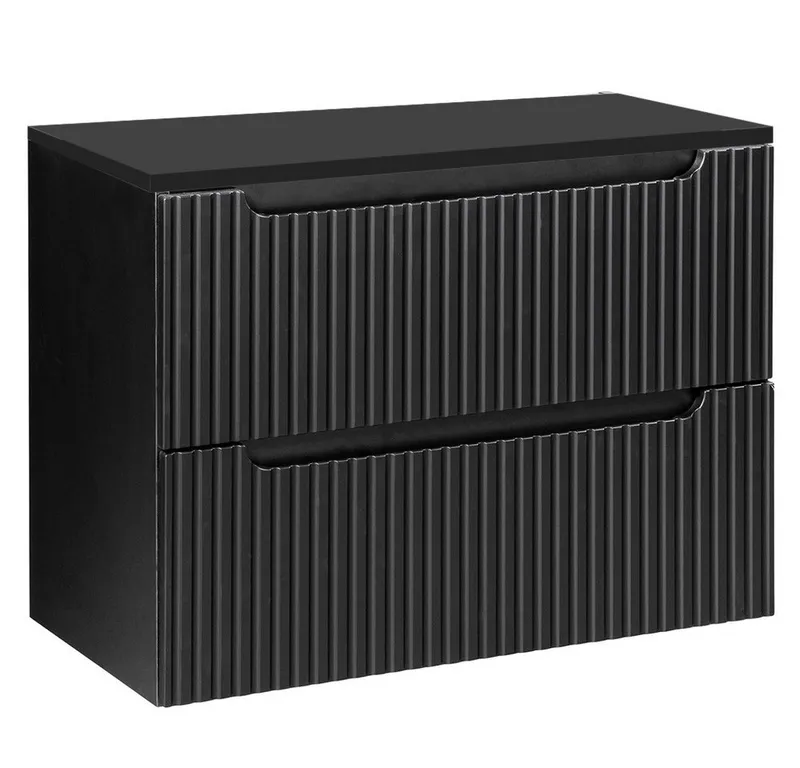 Lomadox Waschbeckenschrank NEWPORT-56-BLACK 80 cm Waschtisch-Unterschrank 40 cm tief Badschrank schwarz 2 Auszüge, Schwarz, – Produktbild 1 von 5