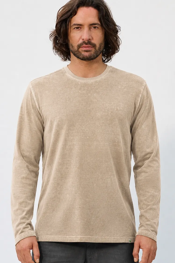 HempAge Hempage Herren vegan Langarmhemd Im Used Look Shiitake Braun, Braun, – Produktbild 2 von 2