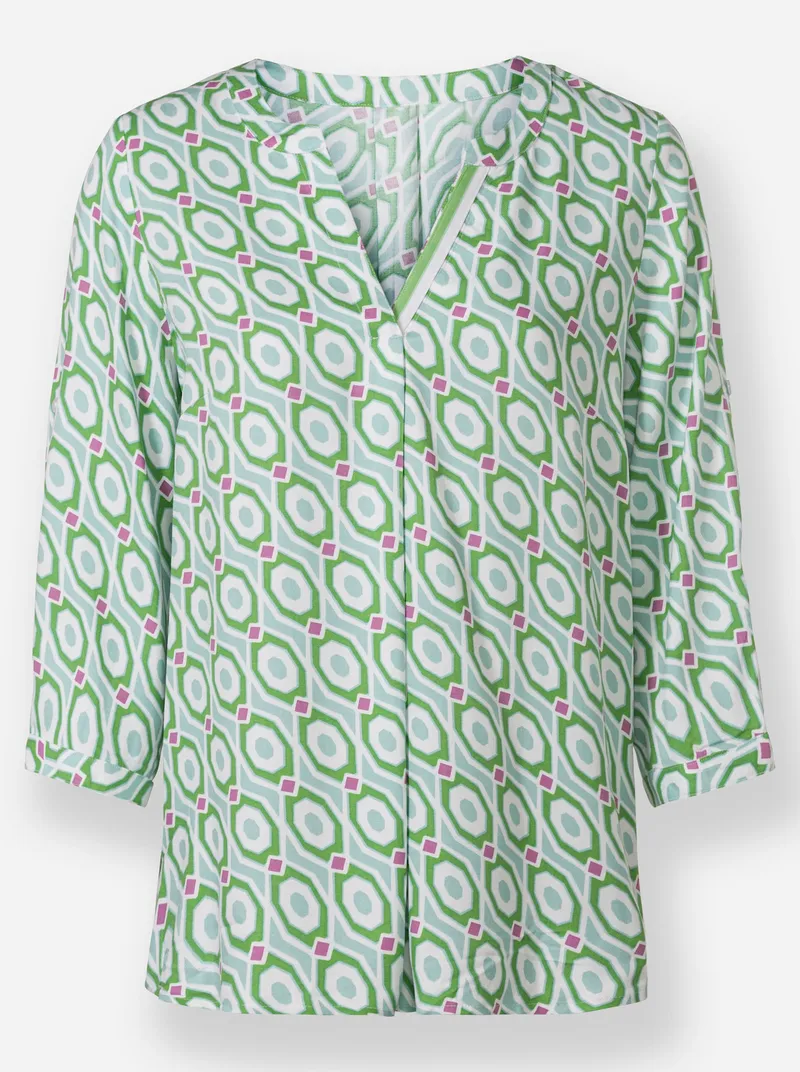 heine Schlupf-Bluse ecru-mint-bedruckt, Ecru-mint-bedruckt, – Produktbild 1 von 2