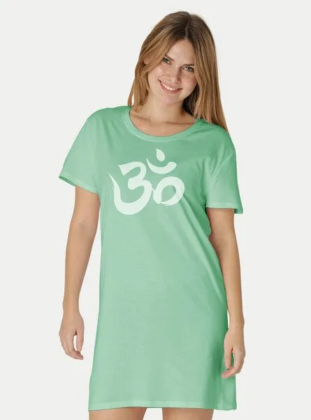 Peaces.bio - handbedruckte Biomode Peaces.bio - handbedruckte Biomode Longshirt "Om" Damen, Mint, – Produktbild 2 von 2