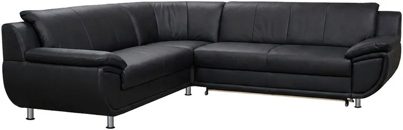 TRENDMANUFAKTUR Ecksofa Rondo 267 cm, elegant, bequem, Breite, L-Form, Chromfüße, L-Form, wahlw.mit Federkern, Füße chromfarben, Unser Dauertiefpreis, Schwarz, – Produktbild 8 von 8