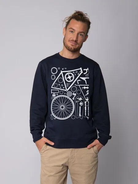 watapparel watapparel Sweatshirt Unisex Fahrradteile, French navy, – Produktbild 2 von 4
