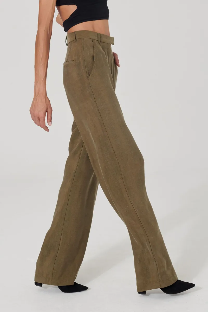 Lovjoi LOVJOI Damen vegan Hose Jeanni Grün, Olivgrün, – Produktbild 2 von 2