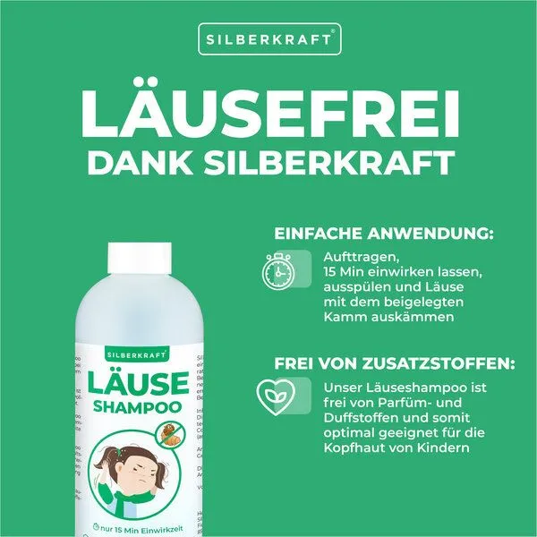 Silberkraft Silberkraft Läuseshampoo 100 ml mit Nissenkamm für Kinder ab 1 Jahr – Produktbild 3 von 4