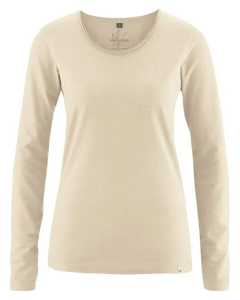 HempAge HempAge Damen Langarm-Shirt Lene Hanf/Bio-Baumwolle, Gobi, – Produktbild 1 von 3