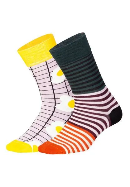 DillySocks DillySocks Socken „Breakfast Club“, Rosa, gelb, schwarz, weiß, dunkelgrün, lila, orange-rot, – Produktbild 2 von 4