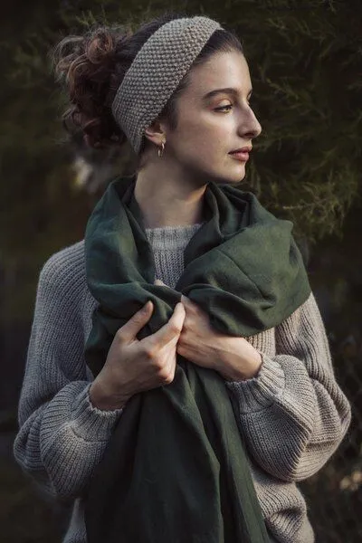 Jyoti - Fair Works Jyoti - Fair Works Baumwoll Schal Sanavi, Olive, – Produktbild 1 von 3