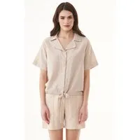 ORGANICATION ORGANICATION Bluse aus Bio-Baumwolle und Leinen, Sand/ecru, – Produktbild 1 von 1