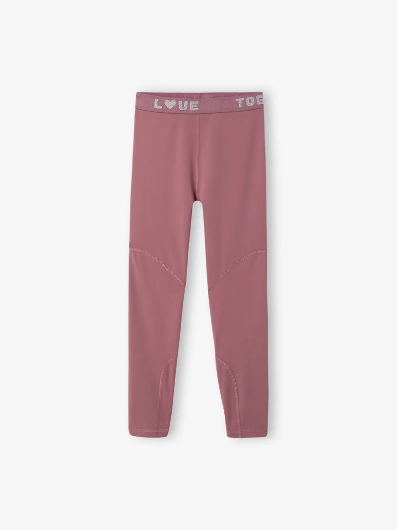 Vertbaudet Leggings Mädchen Schriftzug LOVE TOGETHER am Gummibund, Altrosa, – Produktbild 1 von 2