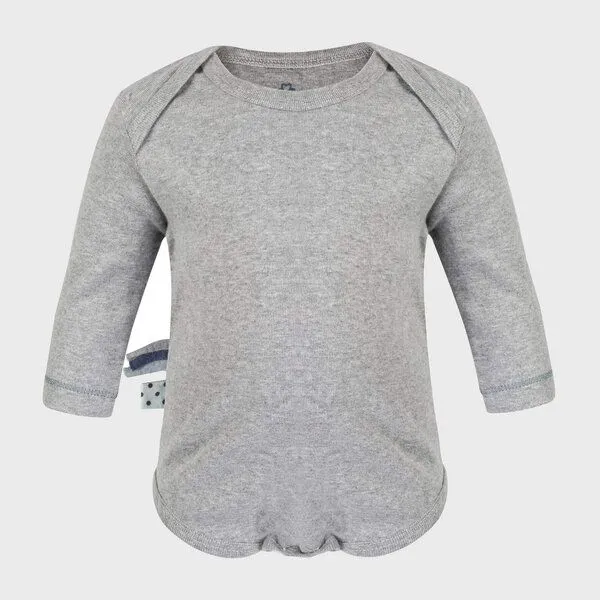 OrganicEra Baby Langarm Bodysuit 'OrganicEra' aus Bio Baumwolle, Grey melange (grau), – Produktbild 2 von 3