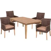 Gartenmöbel-Set "NORVELL/VISALIA" 5-tlg. 1 Tisch Akazie, 4 Sessel KSgefl. hellbraun – Produktbild 1 von 1