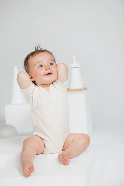 Babybugz Babybugz Baby Kimono Wickelbody Strampler Kurzarm, Natur, – Produktbild 2 von 2