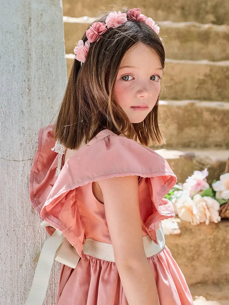 Vertbaudet Blumenkranz für Mädchen, Zartrosa/wollweiß, – Produktbild 1 von 4