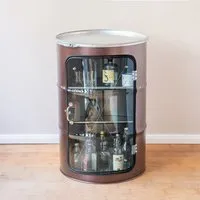 Lockengelöt Lockengelöt Hausbar Vitrine aus einem Hamburger Ölfass, Kupfer (struktur-gepulvert), – Produktbild 2 von 4