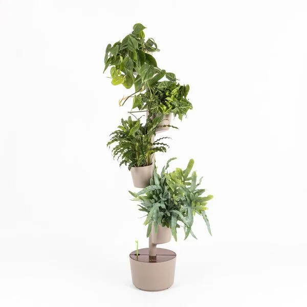 CitySens CitySens Vertikaler Blumentopf mit manueller Bewässerung 4 Blumentöpfe, Rinde-teak, – Produktbild 1 von 4