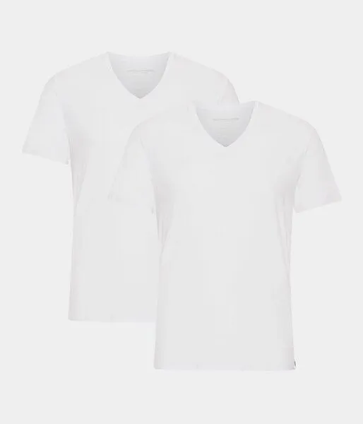 Copenhagen Bamboo 2 weiße T-Shirts mit V-Ausschnitt aus Bambus in schmaler Passform – Produktbild 1 von 4