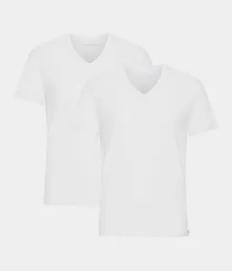 Copenhagen Bamboo 2 weiße T-Shirts mit V-Ausschnitt aus Bambus in schmaler Passform – Produktbild 1 von 1