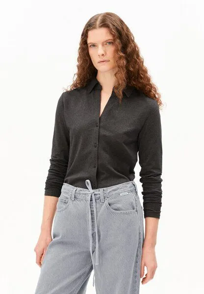 ARMEDANGELS ARMEDANGELS NALAANNIA Damen Bluse aus Bio-Baumwoll Mix, Steel melange, – Produktbild 1 von 4
