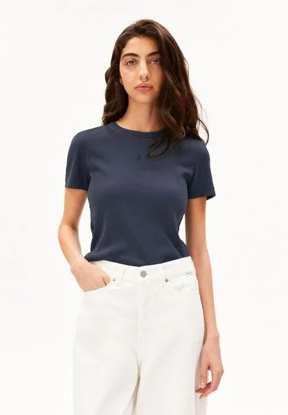 ARMEDANGELS ARMEDANGELS GMT DYE RIB Damen Ripp-T-Shirt aus Bio-Baumwoll Mix, Tinted navy, – Produktbild 1 von 4